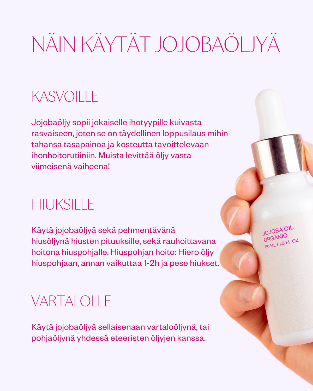 Luomu Jojobaöljy ihonhoitoon 30ml