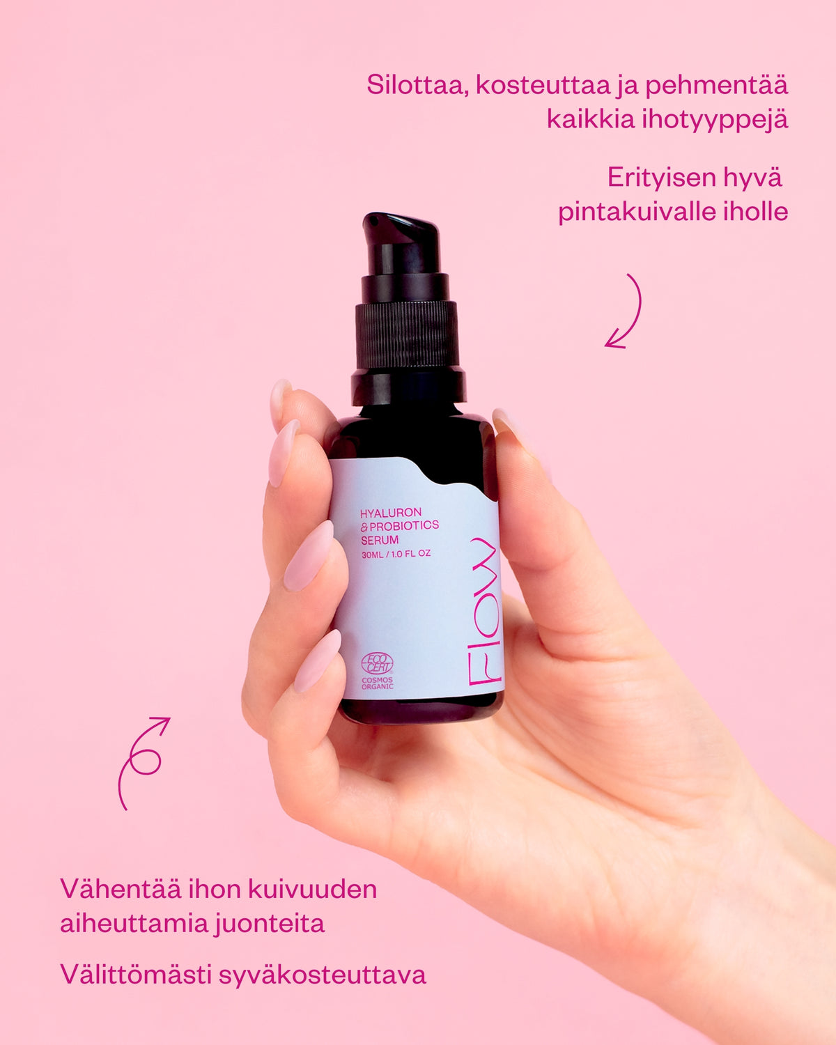 Hyaluron & Probiotics Serum syväkosteuttava hyaluronihapposeerumi Cosmos Organic