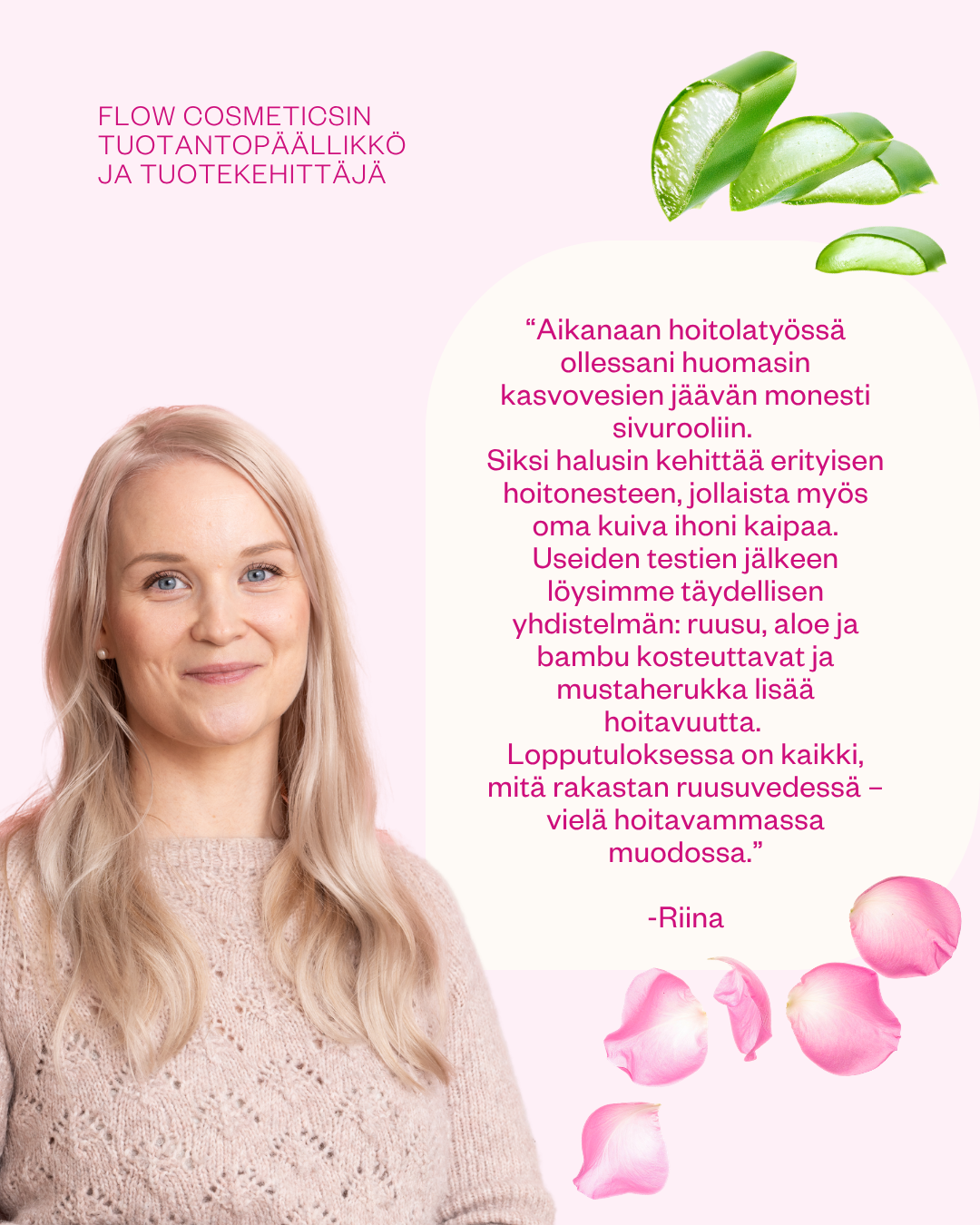 Flow Cometics Rose & Aloe Rich Toner -hoitoneste, kotimainen tuotanto, valmistettu Riihimäellä