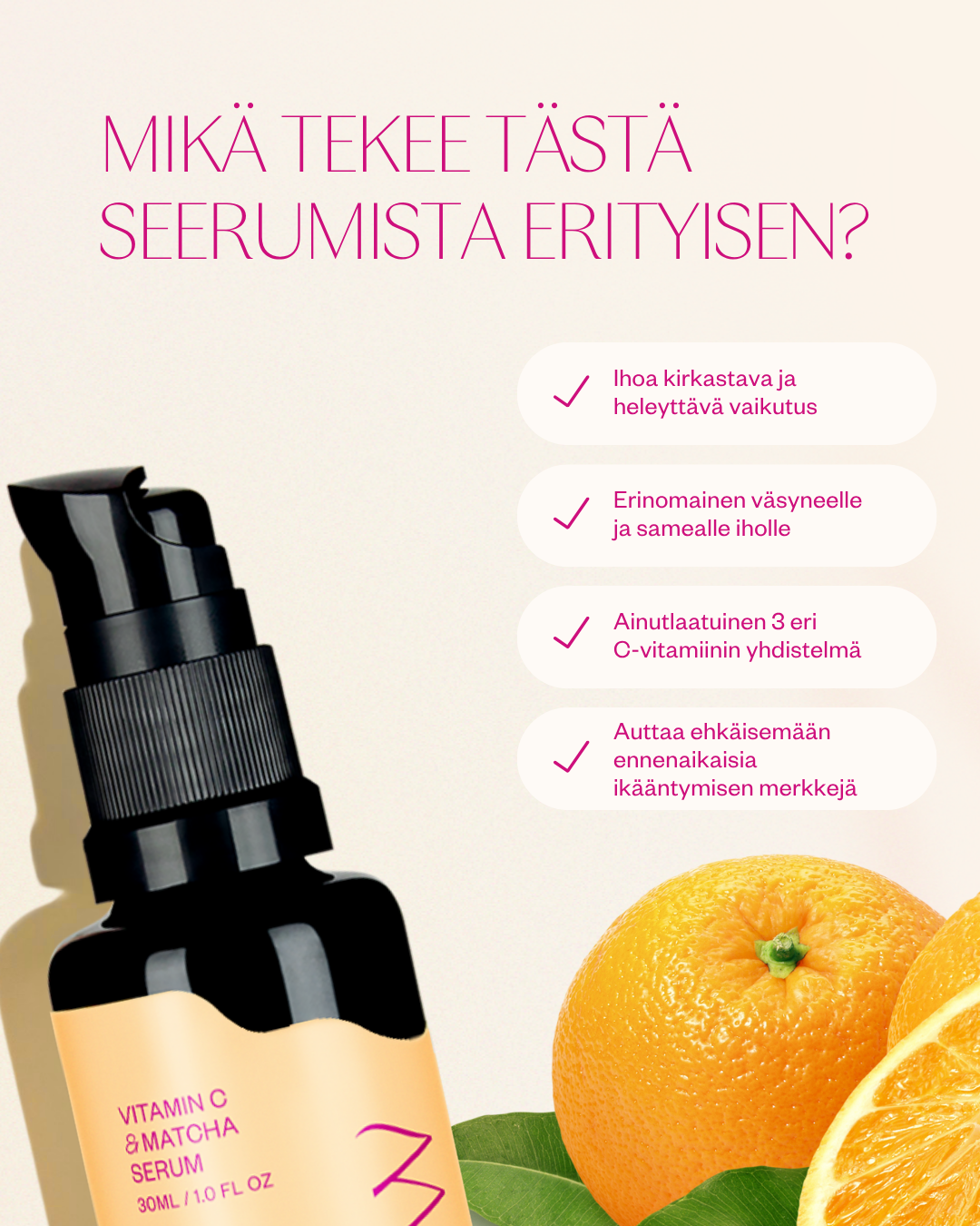 Flow Cosmetics Vitamin C & Matcha Serum valmistettu Riihimäellä