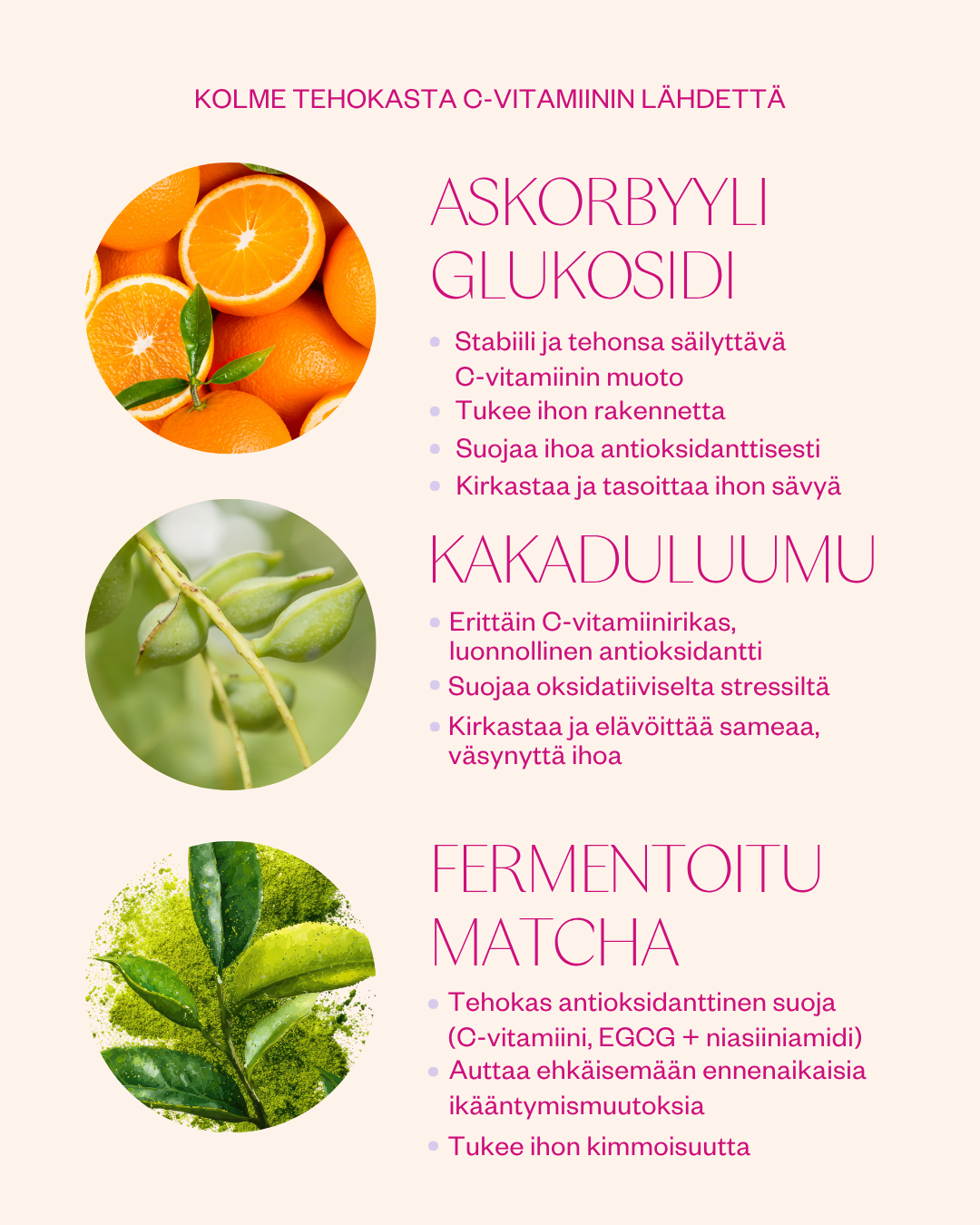 Flow Cosmetics Vitamin C & Matcha Serum kotimaista luonnonkosmetiikkaa aidoista raaka-aineista, Ecocert Cosmos Natural